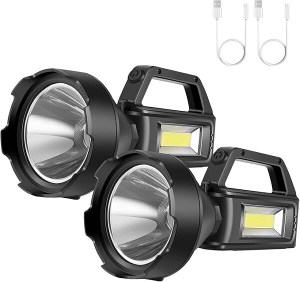 2 Pack Spotlight Flashlight, Rechargeable Handheld Searchlight, 4 Modes, High Lumens for Camping, Hiking, Hunting and Emergencies - Image 2