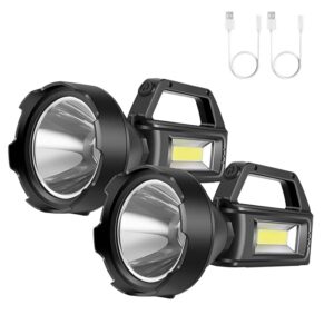 2 Pack Spotlight Flashlight, Rechargeable Handheld Searchlight, 4 Modes, High Lumens for Camping, Hiking, Hunting and Emergencies