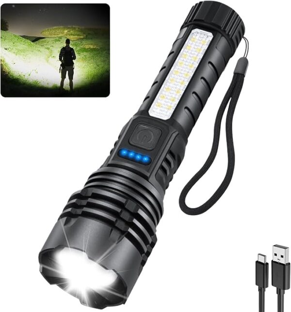 Rechargeable Flashlights High Lumens, 7Mode Flashlights Rechargeable, Super Bright Flashlight, Adjustable Tactical Flashlight, High Powered Flash Light, LED Flashlight for Emergency Home 1Pack - Image 5