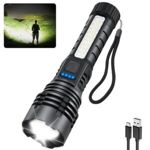 Rechargeable Flashlights High Lumens, 7Mode Flashlights Rechargeable, Super Bright Flashlight, Adjustable Tactical Flashlight, High Powered Flash Light, LED Flashlight for Emergency Home 1Pack