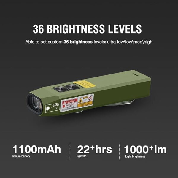Everyday Carry Flat EDC Flashlight Rechargeable 1000 Lumens with Green Beam, programmable Mode ï¼USB C,Magnetic Base for Night Duty, Emergency Repairï¼Green - Image 3
