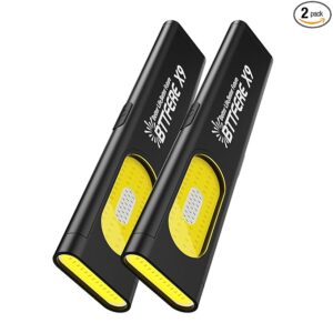 2 Pack Pocket Flashlight EDC Clip Light with Magnetic Base - 675 Lumen USB-C Rechargeable Slim Flat IPX4 Waterproof Dual Modes Compact LED Flashlight for Camping Travel Emergency