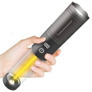 Rechargeable LED Flashlights, Blissbird 5 Modes Flashlight Adjustable, Zoomable with LCD Digital Display, Brightest Flashlight, Multi-Functional Handheld Flashlight for Home, Camping, Emergency