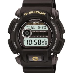 Casio DW9052 Series | Menâs Digital Watch | G-SHOCK | Black/Black | 1/100 SEC Stop Watch | Countdown Timer | LED Light | 200M WR | Shock Resistant | Multi Alarm | Auto Calendar | Dual Time | 2 Yr Batt