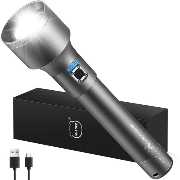 MIAOKE 250,000 Flashlights High Lumens, IPX7 & Zoomable XHP-90 Led Super Bright Rechargeable Flashlight with 3 Lighting Modes for Home, Hunting, Camping, Emergencies-Best Gift for Man-DiscoverPro