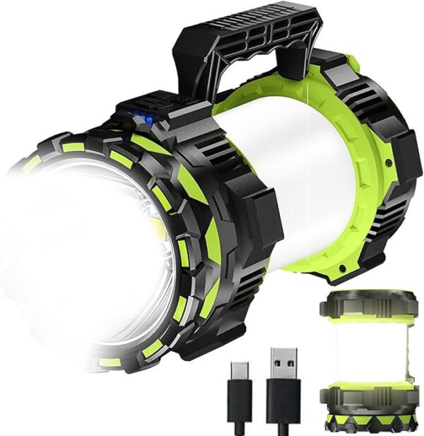 Big LED Searchlights Spotlight Lantern Flashlights, 22000LM 6 Modes Rechargeable Handheld Camping Hunting Lamp Portable Work Lights for Indoor Outdoor Emergency - Image 2