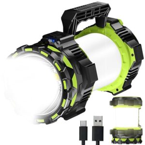 Big LED Searchlights Spotlight Lantern Flashlights, 22000LM 6 Modes Rechargeable Handheld Camping Hunting Lamp Portable Work Lights for Indoor Outdoor Emergency