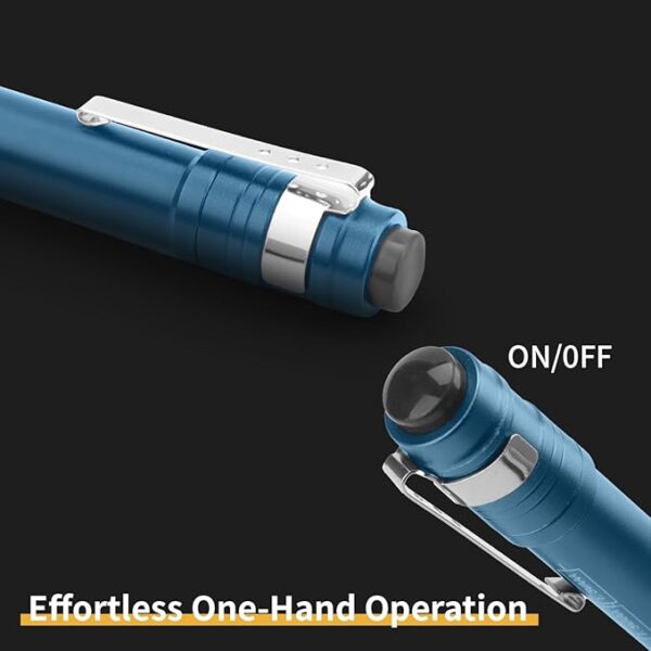 LED Pen Lights for Nurses, Aluminum Small Pocket Flashlight with Clip, Emergency Handheld Penlight, 2AAA Batteries Included, Blue, 4 Pack - Image 7
