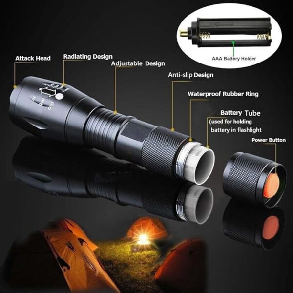 2 Pack Tactical Flashlights Torch, Military Grade 5 Modes High Lumens Led Waterproof Handheld Flashlight for Camping Biking Hiking Outdoor Home Emergency, Camping Essentials Gear - Image 4