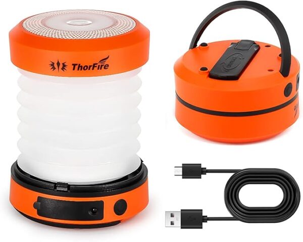 ThorFire LED Camping Lantern Lights Hand Crank USB Rechargeable Lanterns Collapsible Mini Flashlight Emergency Torch Night Light Tent Lamp for Camping Hiking Tent Garden Patio - CL01 - Image 2