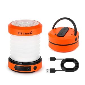 ThorFire LED Camping Lantern Lights Hand Crank USB Rechargeable Lanterns Collapsible Mini Flashlight Emergency Torch Night Light Tent Lamp for Camping Hiking Tent Garden Patio - CL01