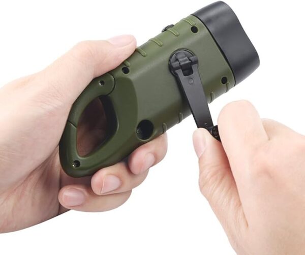 Simpeak 2-Pack Hand Crank Solar Powered Flashlight, Emergency Rechargeable LED Flashlight, Survival Flashlight, Quick Snap Carbiner Dynamo Flashlight Torch for Outdoor Sports - Image 5