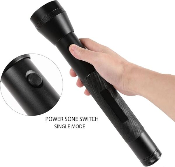 Heavy Duty 3-Cell D Battery LED Big Flashlights, Single Mode, Aluminum Alloy Torch, Rugged Metal Flashlight for Outdoor Adventures and Emergency Power Outages (1 Pack) - Image 3