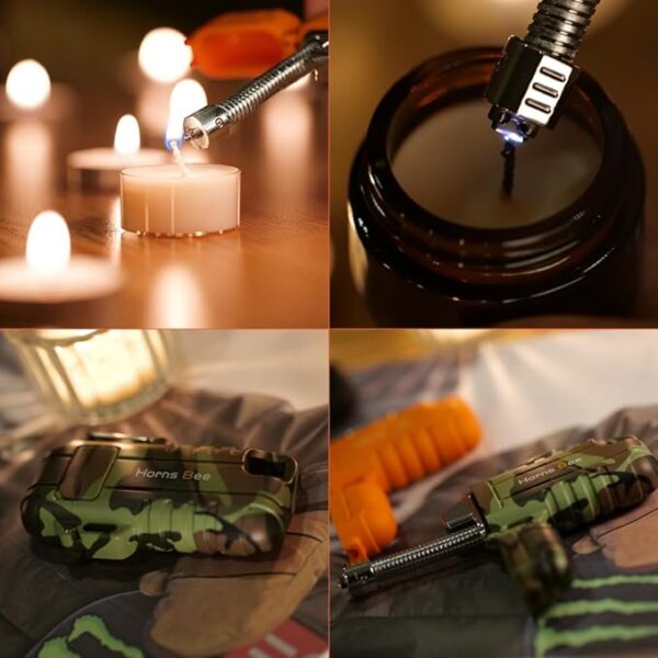 Windproof Electric Lighter - Plasma Lighters with Long Flexible Neck, Rechargeable Electric Candle Lighters, Waterproof Torch Lighter, Camping Accessories Survival Hiking Gear (Camo) - Image 6