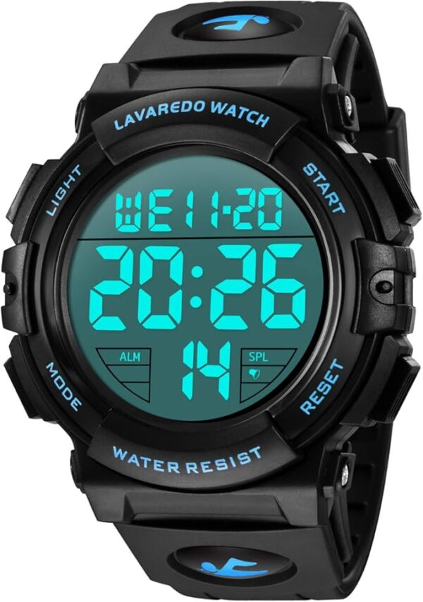 L LAVAREDO Mens Digital Watch Sports Military Watches Waterproof Outdoor Chronograph Wrist Watches for Men with LED Back Ligh/Alarm/Date - Image 2