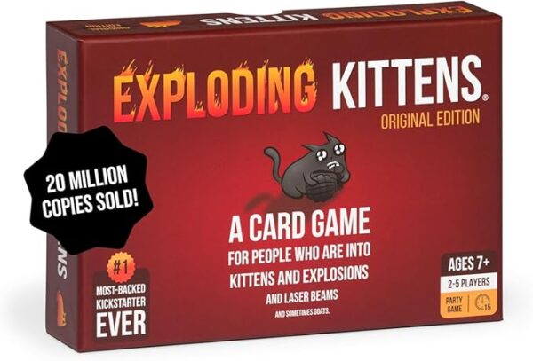 Exploding Kittens Original Edition - Hilarious Game for Family Game Night - Funny Card Games for Ages 7 and Up - 56 Cards - 2-5 Players - 15 Minutes of Play - Image 2
