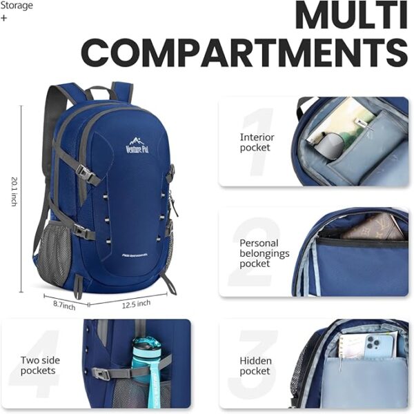 Venture Pal 40L Lightweight Packable Travel Hiking Backpack Daypack - Image 4