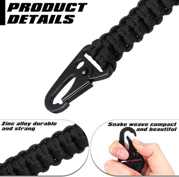 6 Pcs Cobra Weave Paracord Keychain 550 Paracord Tactical Lanyard Tether for Wallet Knife Keys Men Women Outdoors(Black) - Image 4