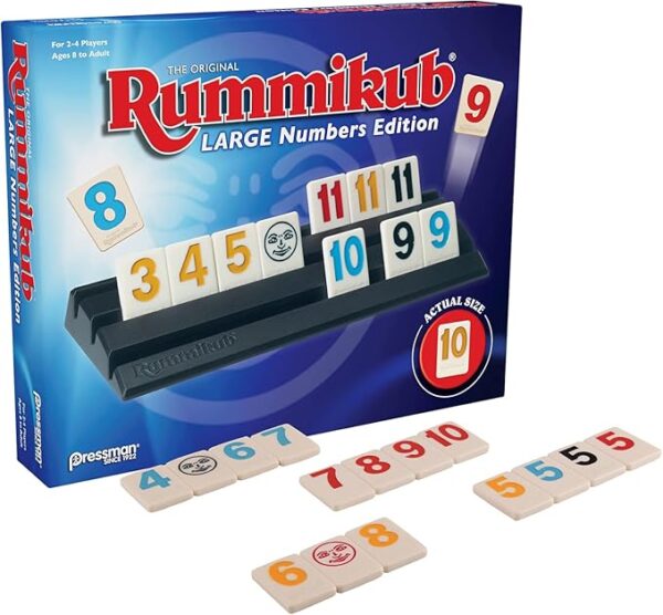Pressman Rummikub Large Numbers Edition - The Original Rummy Tile Game Blue, 5" - Image 3