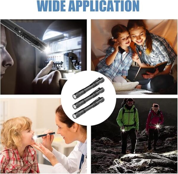 5.1" Mini Pocket Flashlight, Small LED Pen Light with Clip, 500 Lumen Torch White Light Powered by AAA Battery, Portable Versatile for Inspection Medical Repair Camping Outdoor Emergency - Image 4