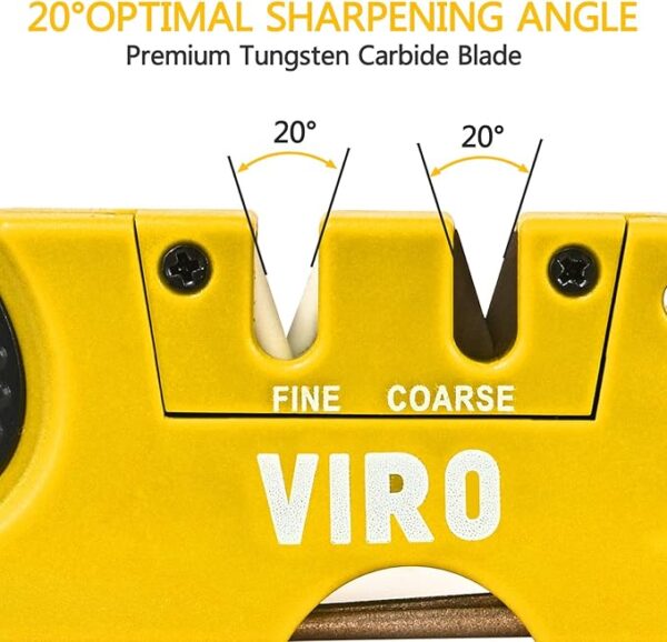 VIRO 6-in-1 Pocket Knife Sharpener& Survival Tool Outdoor Hunting Knife & Hook Sharpener, Handheld, Compact, Lightweight, Multi Use (Yellow) - Image 5