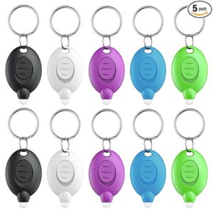 Uniclife 10 Pack LED Keychain Flashlight Mini LED Keychain Light 12 Lumen Portable Ultra Bright Battery Powered Key Ring Torch for Outdoor Camping Hiking and Emergency Lighting, 5 Colors of Shells