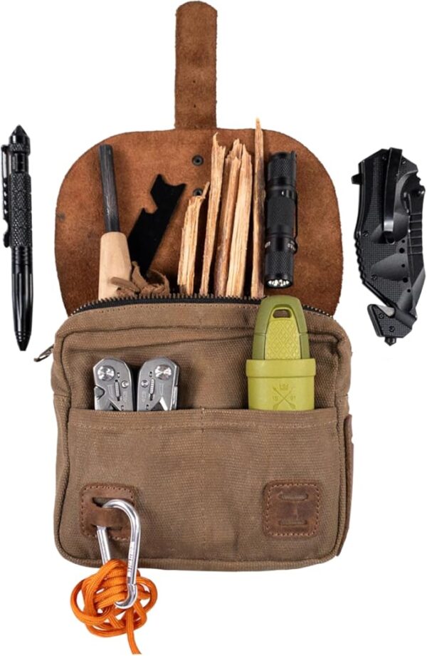 Hide & Drink, Survival Camping Pouch, Belt Loop, Rustic and Handy Tool Bag, Weather Resistant Outdoor Accessories, Traveling Essentials, Waxed Canvas, Handmade - Image 5
