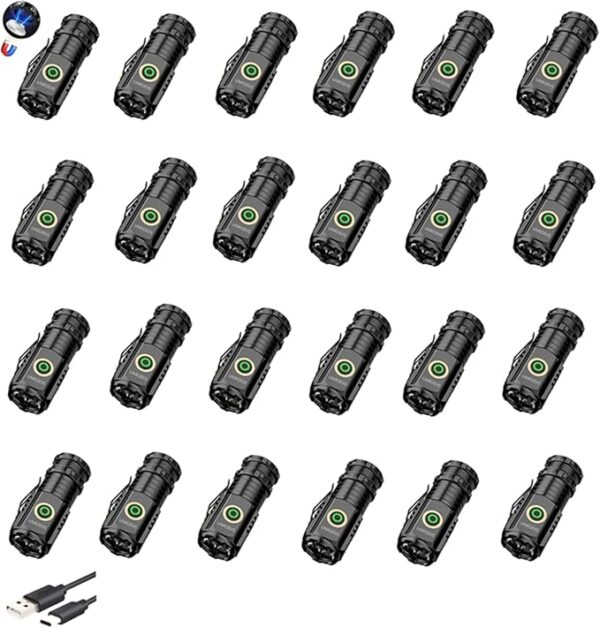 Mini Flashlight 2550 Lumens Rechargeable USB C Charging, Small Flashlights High Lumens 5 Modes, Pocket Flashlight with Clip, Magnetic Flashlight for EDC,Camping, Hiking,Emergency (24pack) - Image 2