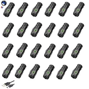 Mini Flashlight 2550 Lumens Rechargeable USB C Charging, Small Flashlights High Lumens 5 Modes, Pocket Flashlight with Clip, Magnetic Flashlight for EDC,Camping, Hiking,Emergency (24pack)