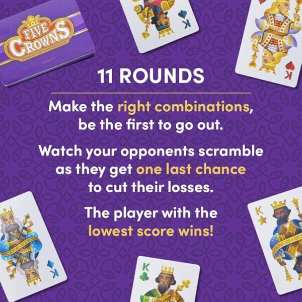 PlayMonster Five Crowns â The Game Isn't Over Until the Kings Go Wild! â 5 Suited Rummy-Style Card Game â For Ages 8+ - Image 5