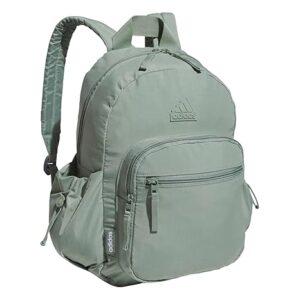 adidas Weekender Mini Backpack for Women and Men, Small Fashion Bag with Laptop Sleeve, Silver Green, One Size
