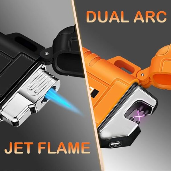 2 Pack Waterproof Lighter Outdoor Windproof Torch Lighters Dual Arc Butane Electric Lighters USB Rechargeable Lighters Flameless Plasma Lighter Camping Hiking Adventure Survival Tactical Gear - Image 3