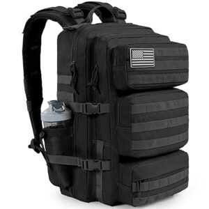 50L Military Tactical Backpack Large Day Backpack for Men Molle Army 3 Days Assault Pack Bug Out Bag Water Resistant and Heavy Duty Hiking Treeking Rucksack - Black