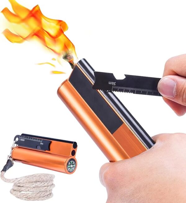 Fire Starter with Compass, Survival Tool Fire Starter Kit, Waterproof Tinder Wick Rope Fire Starter, All-Weather Magnesium Ferro Rod Fire Starter - Image 2