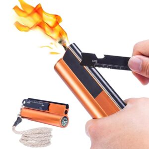 Fire Starter with Compass, Survival Tool Fire Starter Kit, Waterproof Tinder Wick Rope Fire Starter, All-Weather Magnesium Ferro Rod Fire Starter