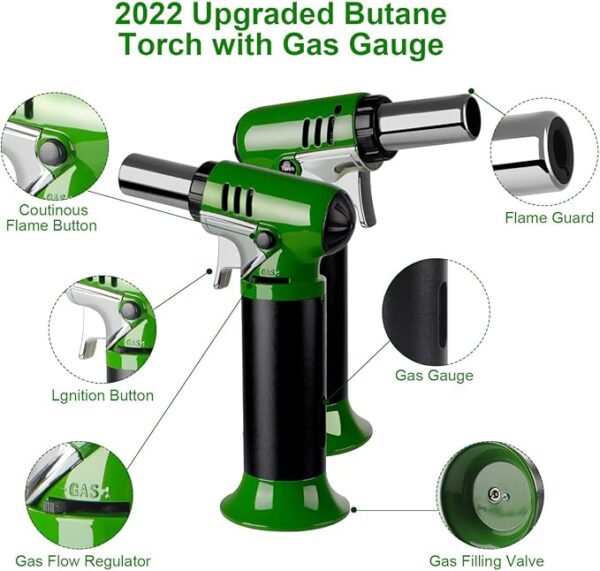 Refillable Butane Torch with Fuel Gauge & Safety Lock - Adjustable Flame - Perfect for Welding, Resin Art, & More - One-handed Operation (Butane Gas Not Included) - Image 5