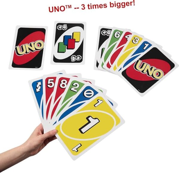 Mattel Games Giant UNO Family Card Game with 108 Oversized Cards and Instructions, Great Toy for Kids Ages 7 Years and Older - Image 4