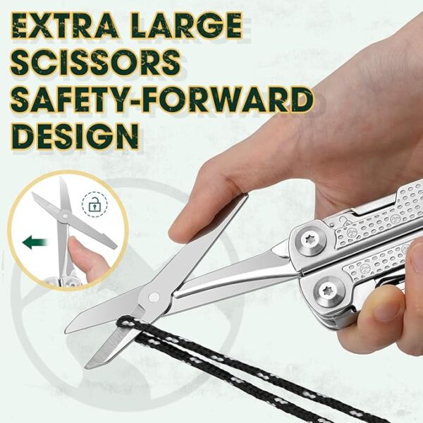 Multitools Pliers Pro, Upgraded Multi Tool With Damascus Knife, Replaceable Wire Cutters and Screwdirver Set, Foldable Multitools with Scissors, Screwdriver, Ideal for Camping,Survival, Repair - Image 6