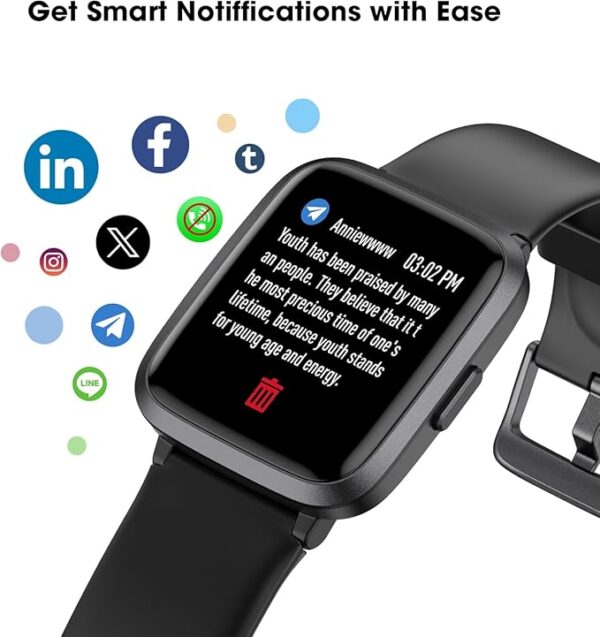 Fitness Tracker Watch with Heart Rate Monitor, Large Screen Activity Tracker with Pedometer, Sleep Monitor, Calories & Step Counter, 5ATM Waterproof Smart Watch for Women Men Fitness Watch for Sports - Image 7