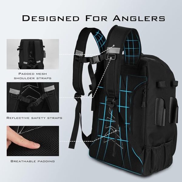 KastKing Karryall Fishing Tackle Backpack with Rod Holders 4 Tackle Boxes,40L Fishing Bag Storage Fishing Gear and Equipment - Image 5