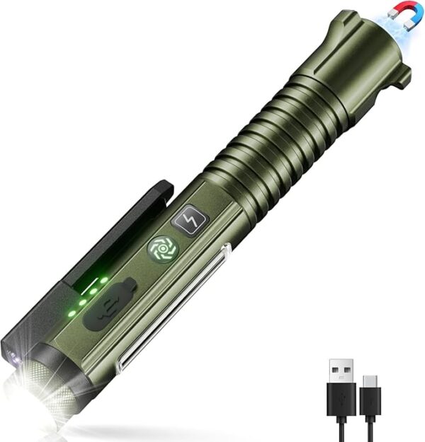 Flashlight Rechargeable, Super Bright 1400 High Lumens Tactical Magnetic Pen Flashlights with Clip, 10Modes Pocket UV Penlight Flashlight, LED Waterproof Small Flash Light for Emergency, Camping, Home - Image 2