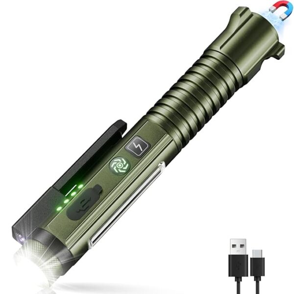 Flashlight Rechargeable, Super Bright 1400 High Lumens Tactical Magnetic Pen Flashlights with Clip, 10Modes Pocket UV Penlight Flashlight, LED Waterproof Small Flash Light for Emergency, Camping, Home