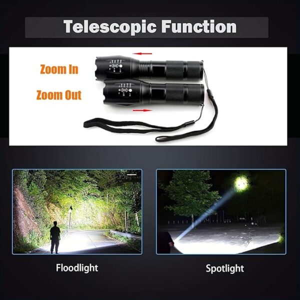 LED Flashlights 10 Pack, Bright Tactical Flashlight High Lumens with 5 Modes, Waterproof Zoomable Flash Light, Portable Torch for Camping Hiking Outdoor Home Emergency - Image 6