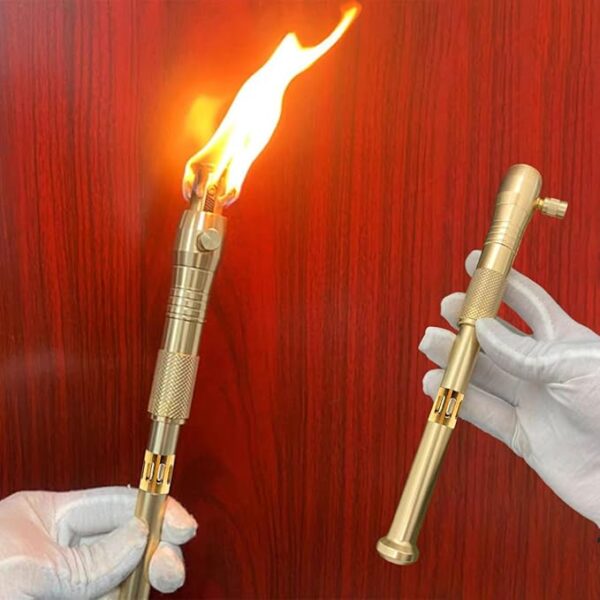 Torch Lighter, Third Generation Long Handle Trench Lighter Fluid Refillable with Visible Fuel, Windproof Vintage Lighter with 5pcs Flint Stone, Kerosene Lighter for Outdoor Camping Collection Gifts - Image 6