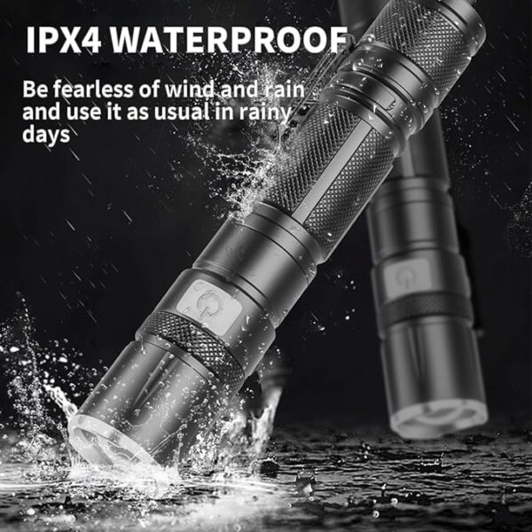 DT009 LED Flashlight Rechargeable, 1500 High Lumens Flash Light, Tactical Flashlight IP68 Waterproof with 5 Mode, EDC Handheld Flashlight for Hiking, Camping, Emergency(Battery Included) - Image 6