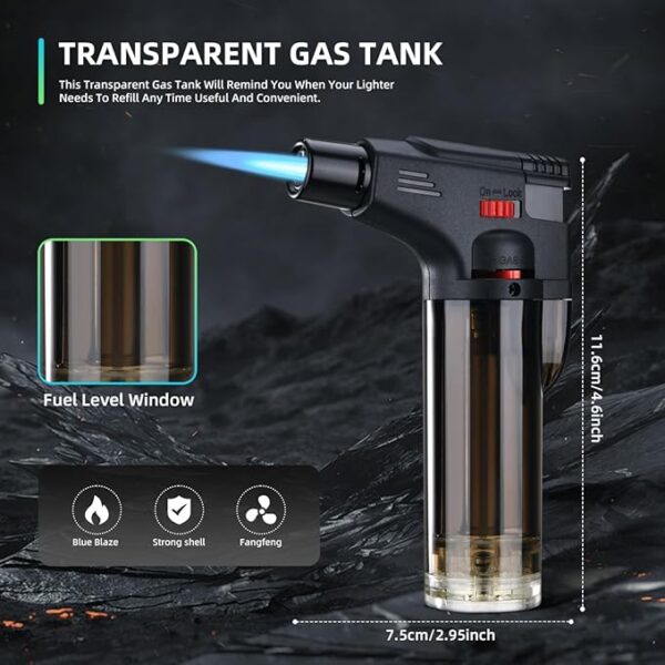 Torch Lighter, 5 Pack, Butane Refillable Jet Torch Flame Windproof Gas Lighter, Multi Utility Butane Lighter for Candles Fireplaces Campfires BBQ Grill Pilot Lights (Without Fuel) - Image 11