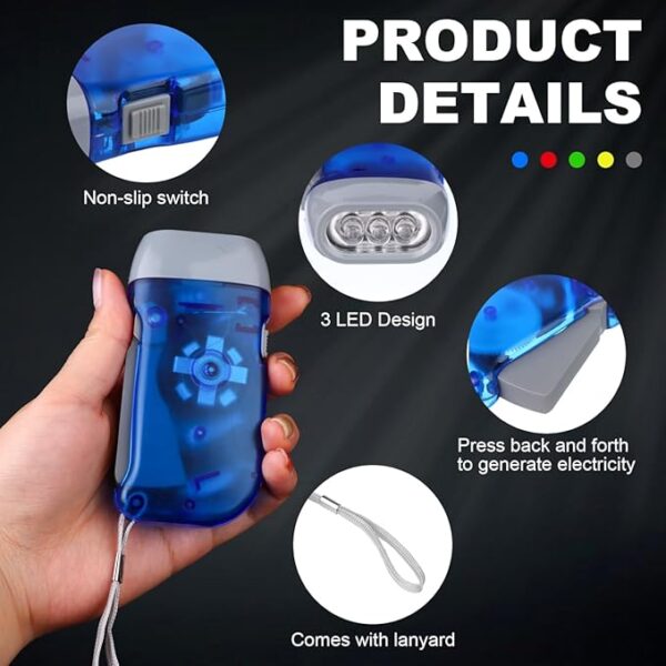 30 Pcs Hand Crank Flashlight 3 LED White Light Hand Press Torch No-Battery Flashlight Handpress Powerful Emergency Light Safety Tool for Camping Hiking Autumn and Survival Christmas Child Shoeboxes - Image 4