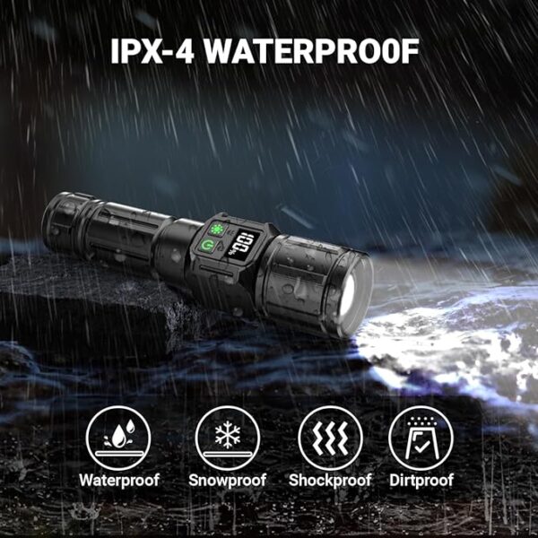 High Lumen LED Flashlight Rechargeable Handheld flashlights high lumens flashlights for home Zoom with LCD digital display 9 modes waterproof powerful tactical flashlight used for emergency gifts - Image 6