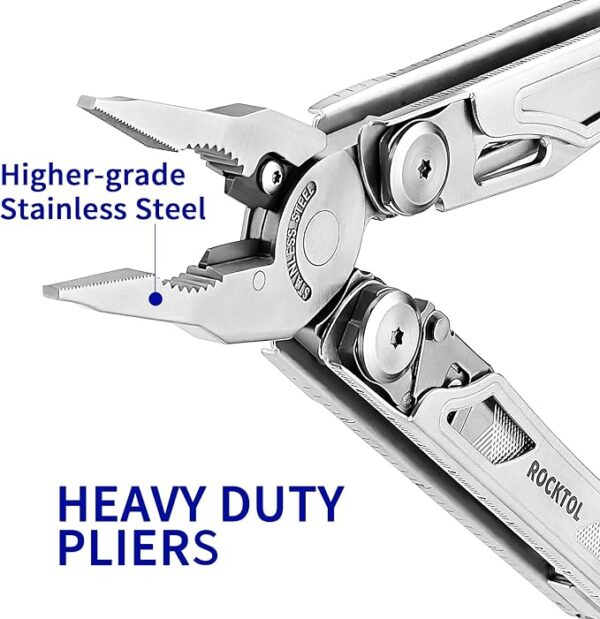 Multitool, 29-in-1 Multitool Pliers with Replaceable Wire Cutters and Saw, Heavy-duty Stainless Steel Multi-tool Set and Nylon Sheath for Camping Survival multi tool for Man - Image 6