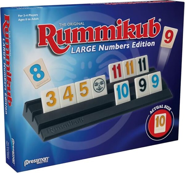 Pressman Rummikub Large Numbers Edition - The Original Rummy Tile Game Blue, 5" - Image 5